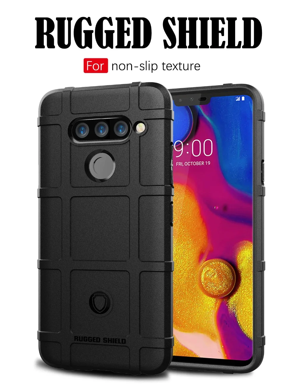 Для LG V40 ThinQ случае Drop доказательство Гибридный Броня текстуру кожи Мягкие TPU