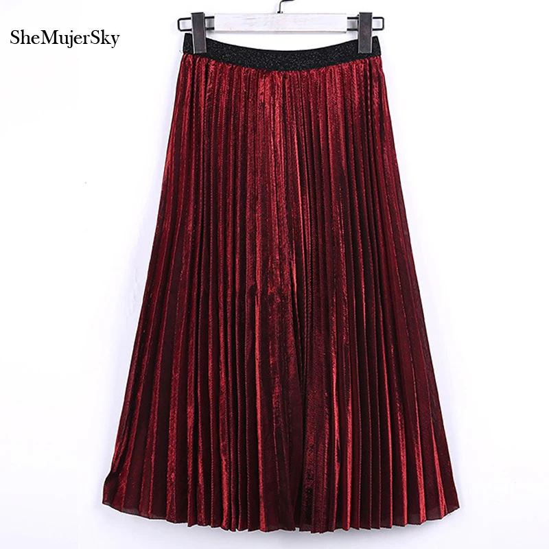 Осень 2021 женские юбки с золотыми блестками винтажные зеленые миди женская