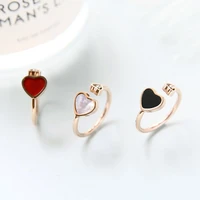 yun ruo 2018 new arrival sweet heart crystal ring rose gold color woman gift party titanium steel jewelry top quality never fade