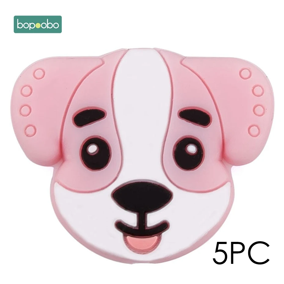 Pink Mini Dog Bopobo, мини грызунок для собак, силиконовый, 15 мм, прорезыватель, бусины, маленькие грызуны, жемчуг, 0-12 месяцев, силиконовый, единорог, погремушка, детский Прорезыватель - Цвет: Pink Mini Dog