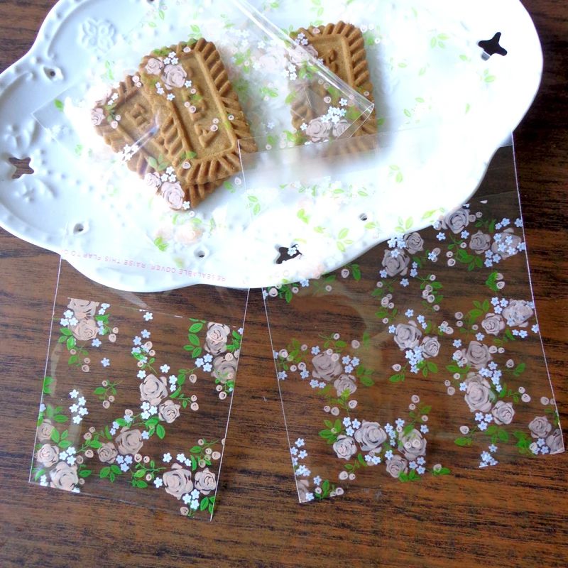 100 шт. прозрачный Подарочный пакет с розой ОПП печенья для выпечки рождественские