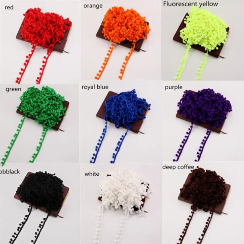 

20 yards Ball Ribbon Trim Wholesale price Lace Pompom Fringe Sewing Decor24 Color pompon braid Ball Pom trims 2cm(ball 1cm)