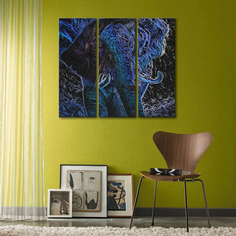 Abstract Elephant Painting Digital Prints on Canvas Modern Living Room Bed Decorative Animal Giclee Printing Non-frame | Дом и сад