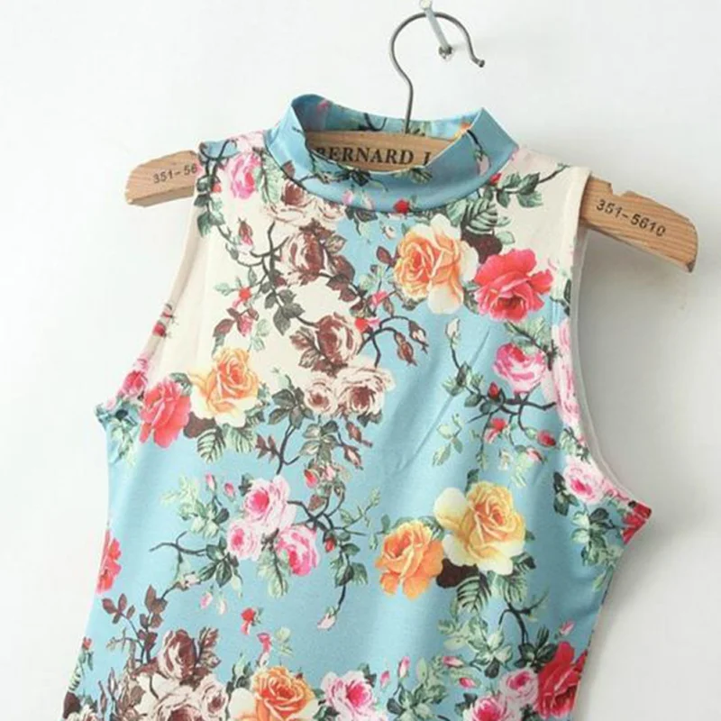 Платье без рукавов с цветочным принтом женское облегающее платье в стиле хип-хоп