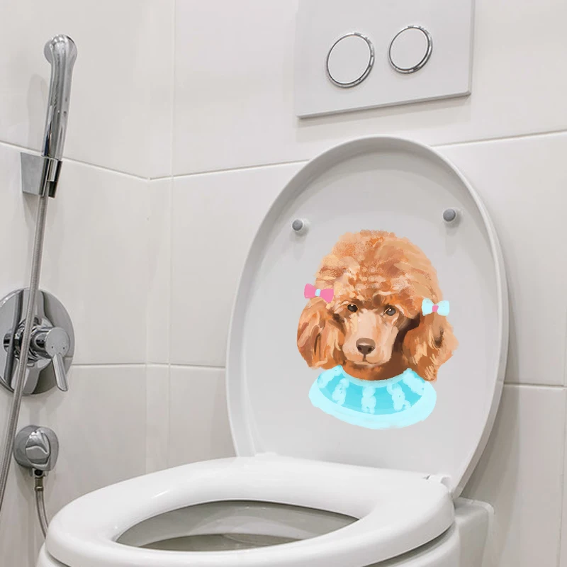 YOJA 18.6*22.5CM Modern Art Wall Decal Toilet Sticker BedRoom Home Decor Pet Teddy Dog T3-0749 | Дом и сад