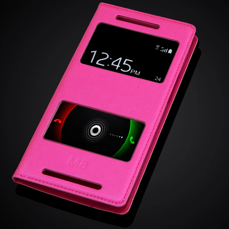 Для HTC One M8 флип-кейс из искусственной кожи с окошком для просмотра чехол телефона