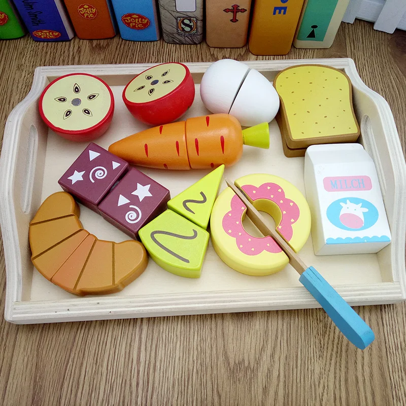 Детский деревянный набор игрушек для кухни вырезания послеобеденного чая