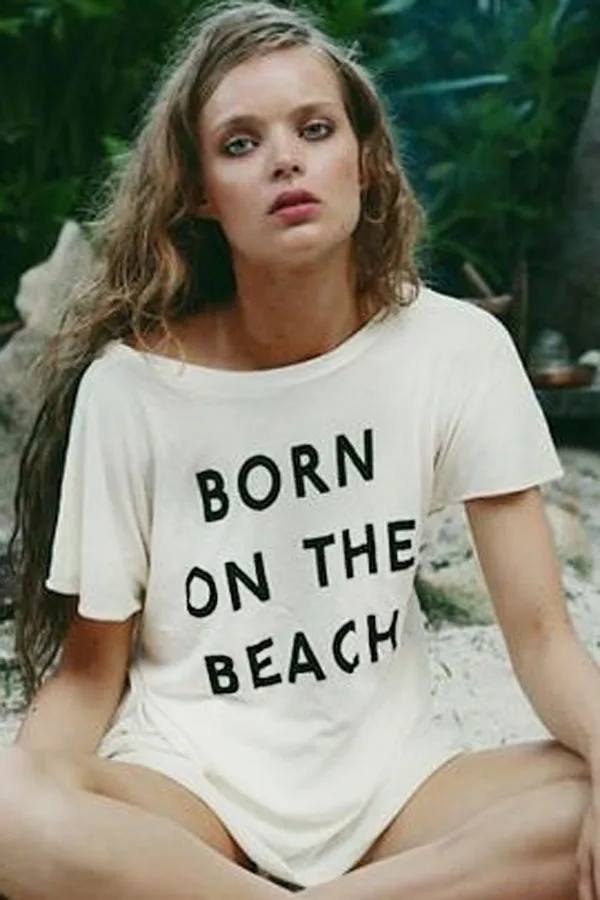 FIYOTE 2017 Summer Born On The Beach White T-shirt Loose Beachwear Bikini Cover-Up robe de plage LC42165 saida praia Tunic |