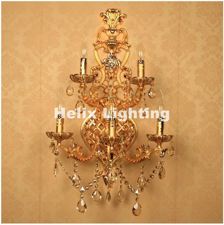 Бесплатная доставка хрустальные Настенные светильники 5 цветов золотого цвета