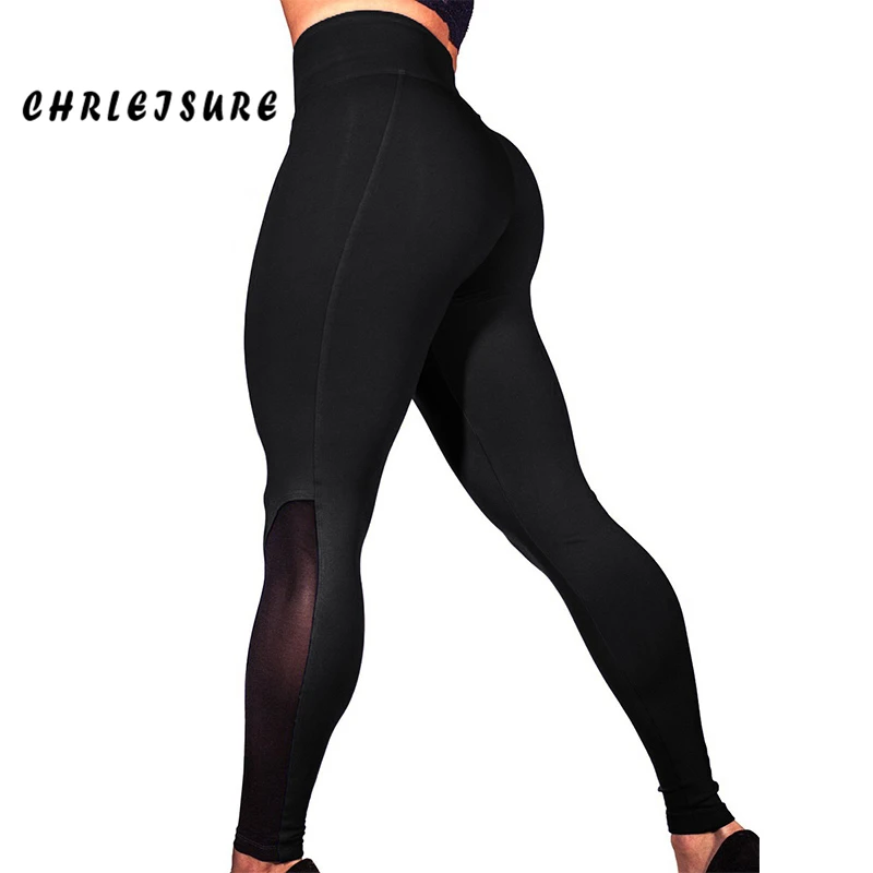 CHRLEISURE сетчатые женские леггинсы с пуш-ап, весна, высокая талия, Европа и США, лоскутные женские леггинсы для фитнеса