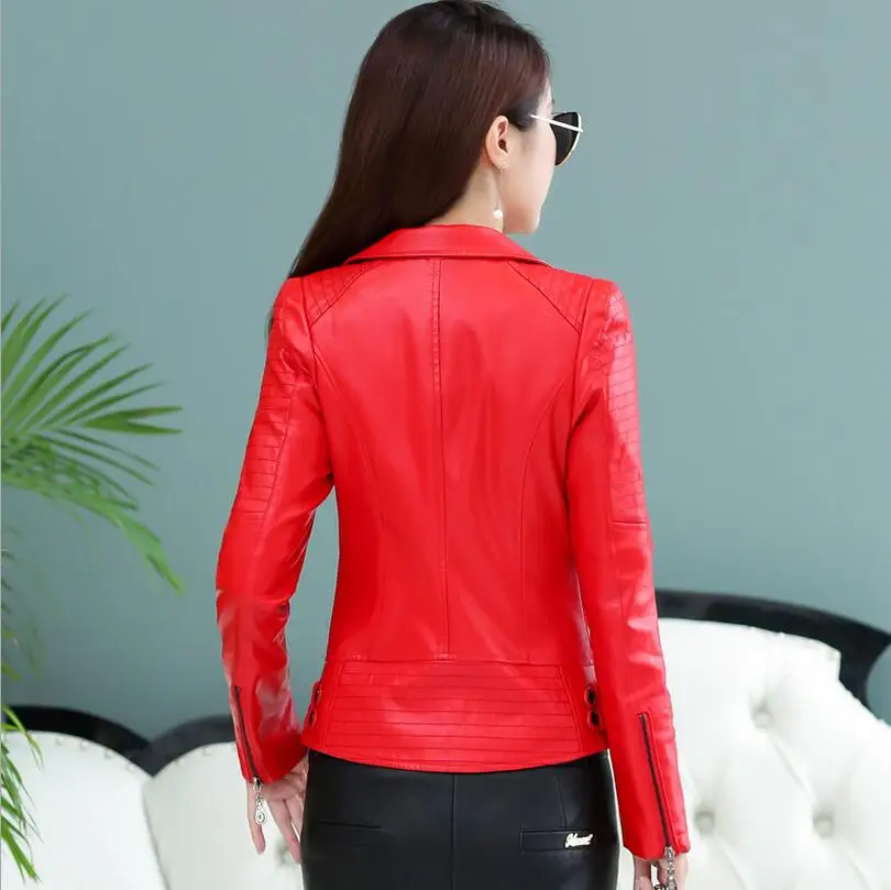 Весенне-осенняя Женская одежда из искусственной кожи короткая приталенная