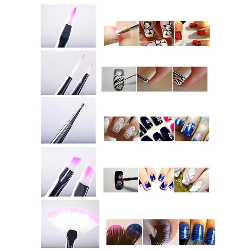 Новый 7 шт./компл. фиолетовая для украшения ногтей дизайн кисти DIY точечного
