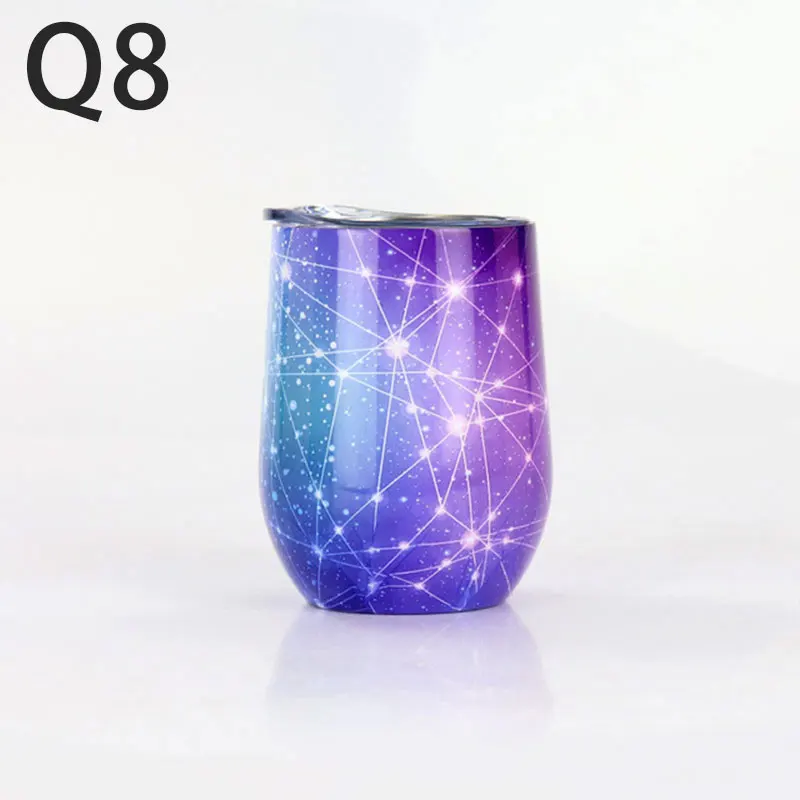 Q8 Горячая звездное небо креативная 304 нержавеющая сталь в форме яйца пивная чашка с крышкой кружка портативная 9 унций бесстемные винные чашки - Цвет: Q8