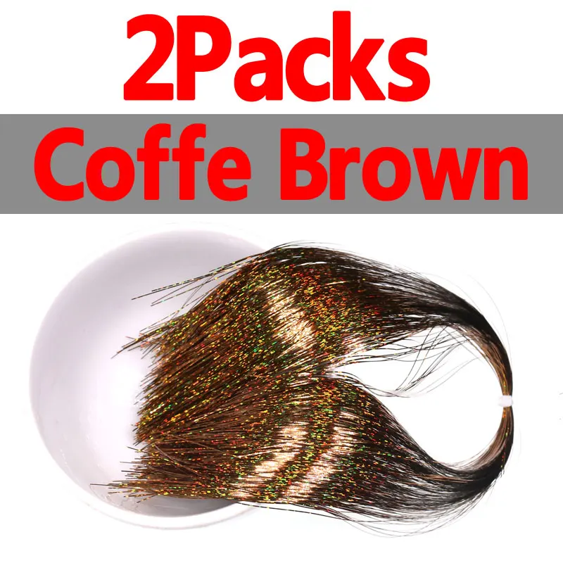2packs coffe brown Bimoo 2 упаковки для завязывания мушек плоская Голо мишура вспышка Minniw Щука соленая вода сталь для Стример Летать для завязывания материал 0,35 мм серебро золото красный - Цвет: 2packs coffe brown