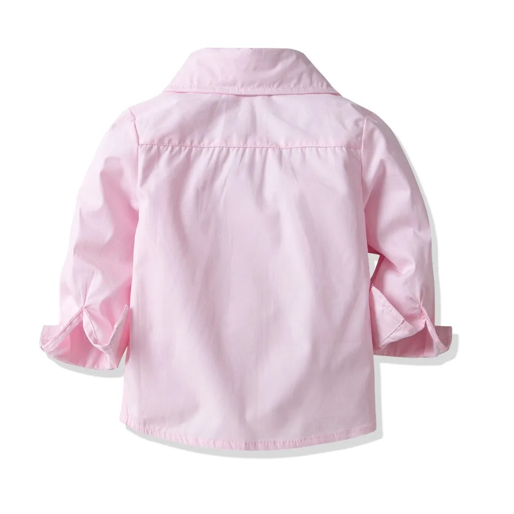 Baby Boy Clothing Sets 2019 Gentleman Clothes Cotton Pink Shirt+Elastic Jeans 2PCS Outfits Bebes Suits 12 Months to 8 Years Old | Детская