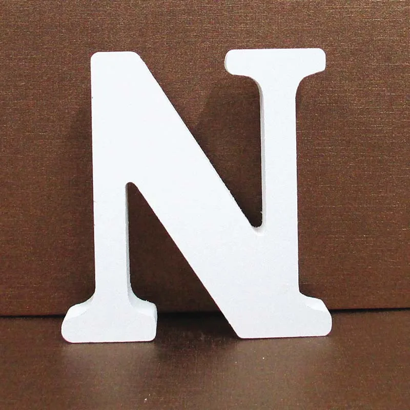 N 1pc 8cm 0-9 A-Z Free Standing White Wooden Numbers Letters Personalised Word Name Design Creative Art Craft Wedding Home Decor - Цвет: N
