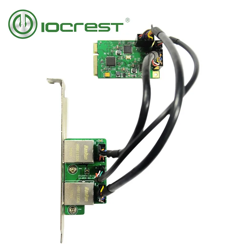 Двухгигабитная мини карта контроллера IOCREST PCI Express чипы RTL8111 2 порта сетевая rj45 Lan