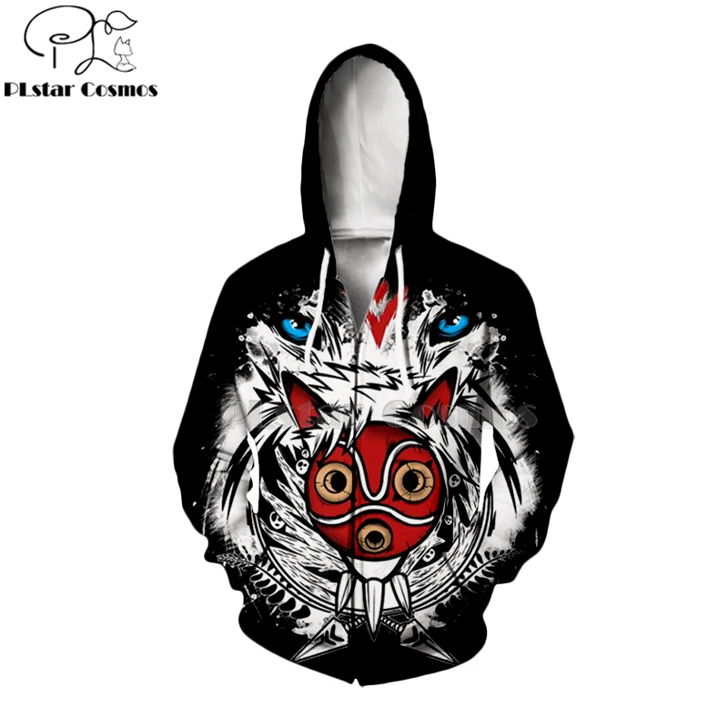 

2019 Princess Mononoke 3d hoodies/sweatshirts Wolfs Blood&Swordsman Japanese Anime Fashion Novelty Style long sleeve Tops-3