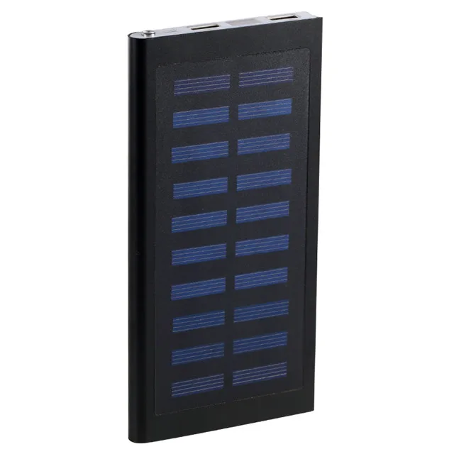 Солнечная батарея 30000 mah внешний аккумулятор 2 USB светодиодный блок питания портативная мобильная зарядка телефона от солнечной батареи для Xiaomi Mi iphone XS 8plu - Цвет: Черный