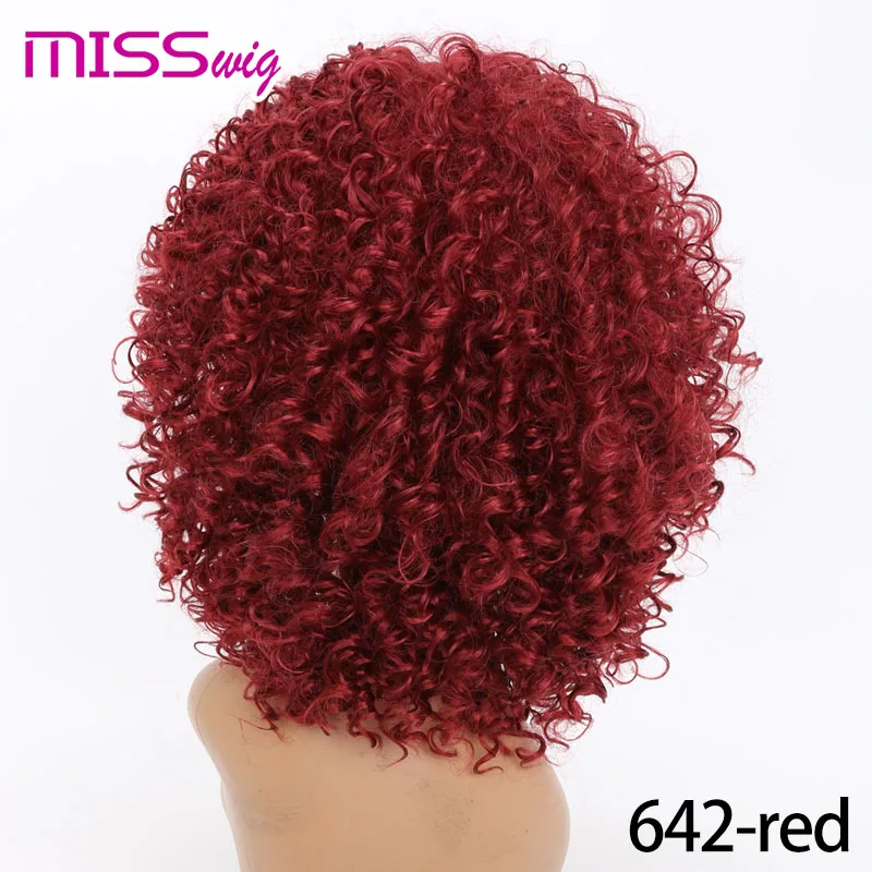 Miss Wig 20 дюймов черный длинный афро кудрявый короткий парик для черных женщин 300 г афро парик синтетические парики африканская прическа - Цвет: 1B/30HL