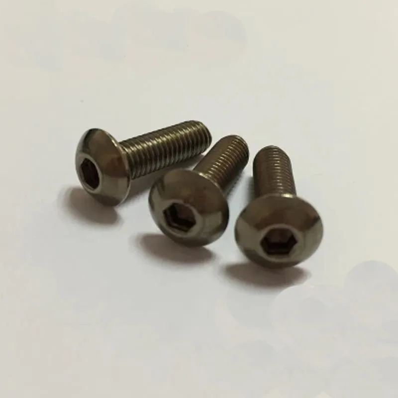 

2pcs M5 TA2 Titanium flat round head Hexagon socket screw Pure titanium Semicircular Mushroom pan head GR2 6mm-50mm Length