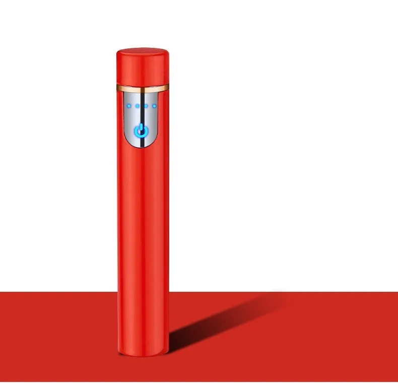 Новинка, тонкая металлическая зажигалка для сигарет, Usb зарядка, зажигалки, перезаряжаемая электрическая зажигалка, ветрозащитная, высокое качество, гаджеты для мужчин