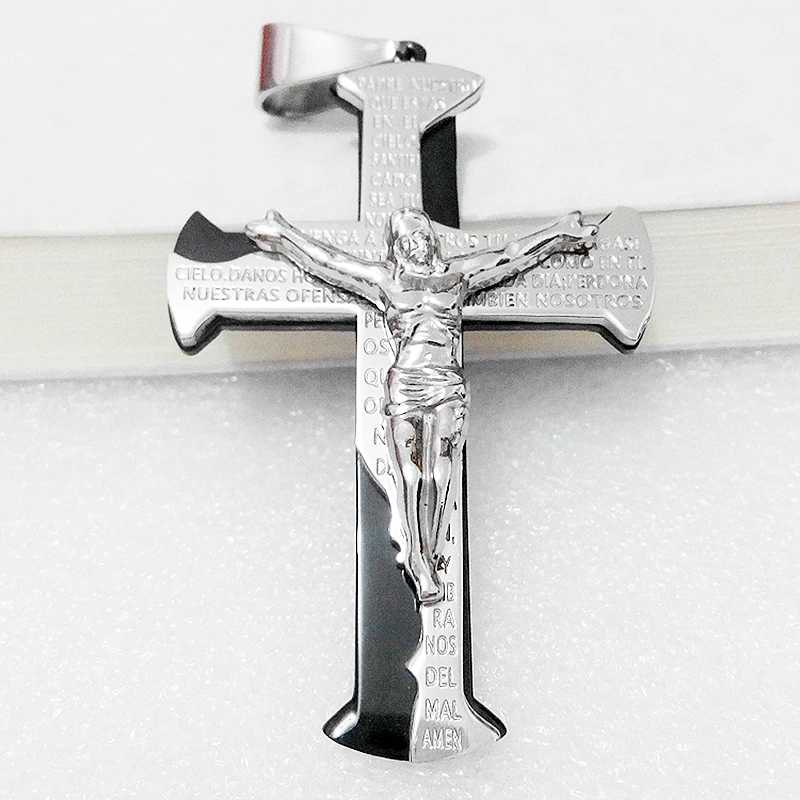 Ожерелье с кулоном в виде Креста Иисуса из серебра и золота 2014 пробы|fashion statement