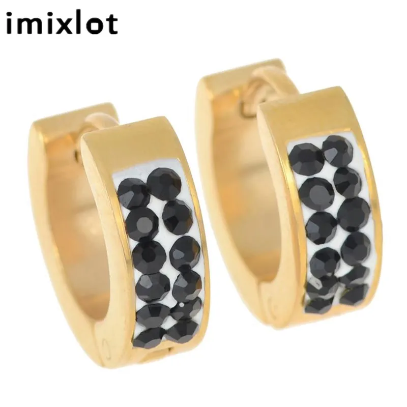 imixlot 1 Pair Rhinestone Small Hoop Earrings Women Men Jewelry Punk Ear Studs Party Accessories Pendientes De Aro | Украшения и