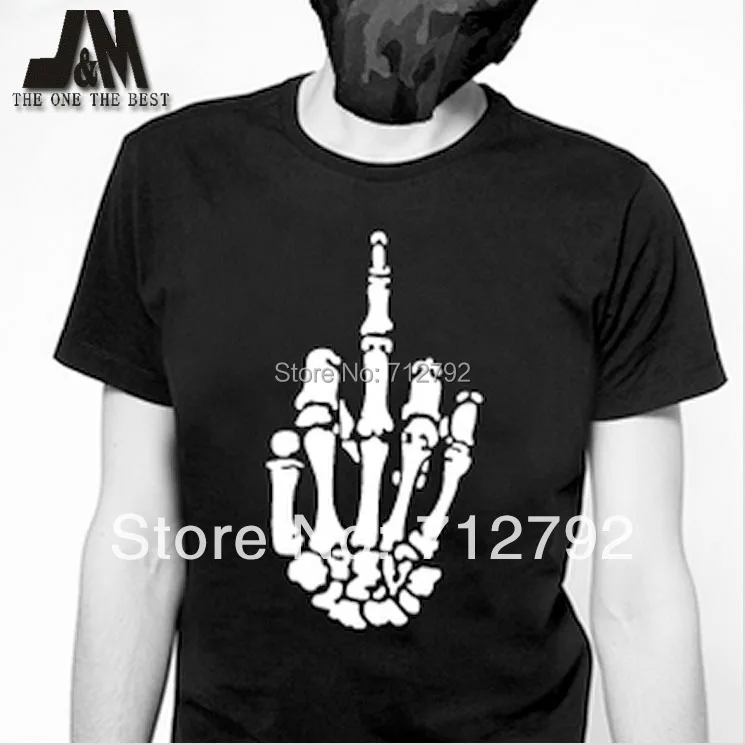 2014 модная летняя мужская футболка в стиле панк рок новая с черепом и скелетом