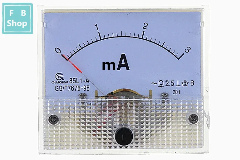 3mA 1 шт. 85L1-mA 2mA 3mA 5mA 10mA 15mA 20mA 30mA 50mA 75mA AC белый Пластик оболочки Аналоговая Панель Ампер Амперметр - Цвет: 3mA
