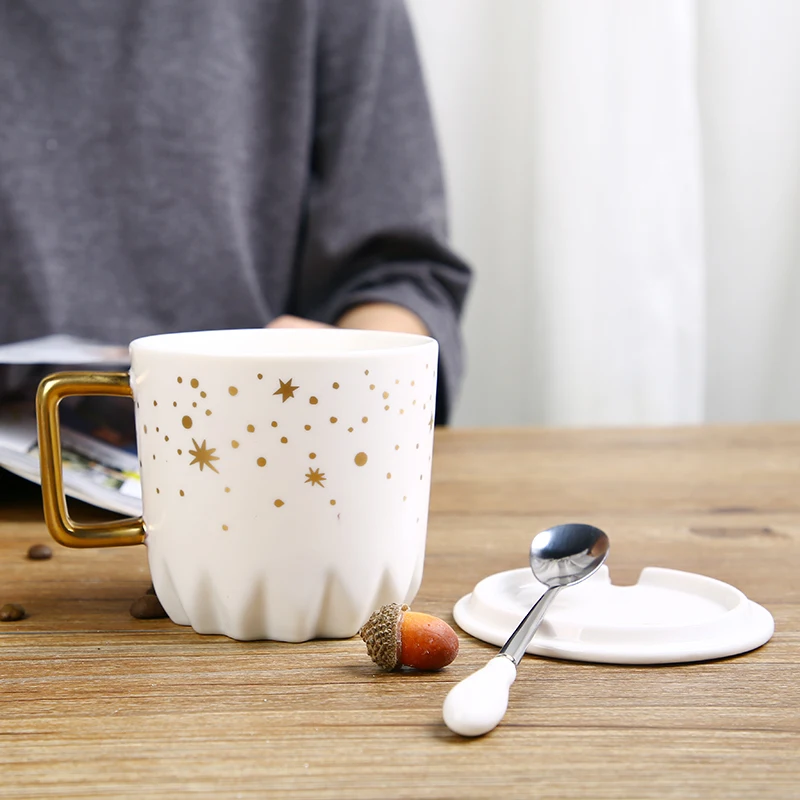 Romance Lovers Ceramic mug Creative Procelain cup Home Coffee Mug Water Cup Office gift tea Cups with spoon | Дом и сад