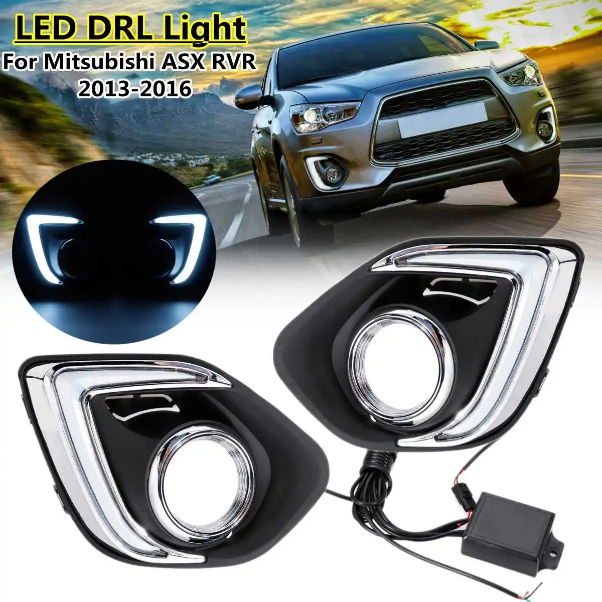Led Drl для Mitsubishi ASX RVR 2013 дневной ходовой светильник передний бампер для вождения противотуманная фара Дневной светильник головной светильник белый