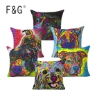 Скандинавская красочная масляная живопись, искусственная кожа, симпатичные собаки и кошки, наволочка, подушка Бультерьера, чехол, домашний декор