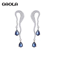 gaola women geometric ear shape cubic zirconia earrings crystal long dangle earrings gle7686
