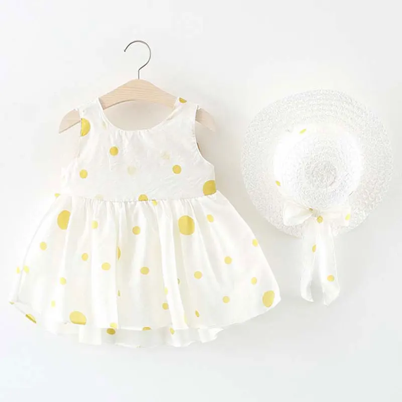 2019 платье без рукавов для маленьких девочек летняя одежда в горошек платья