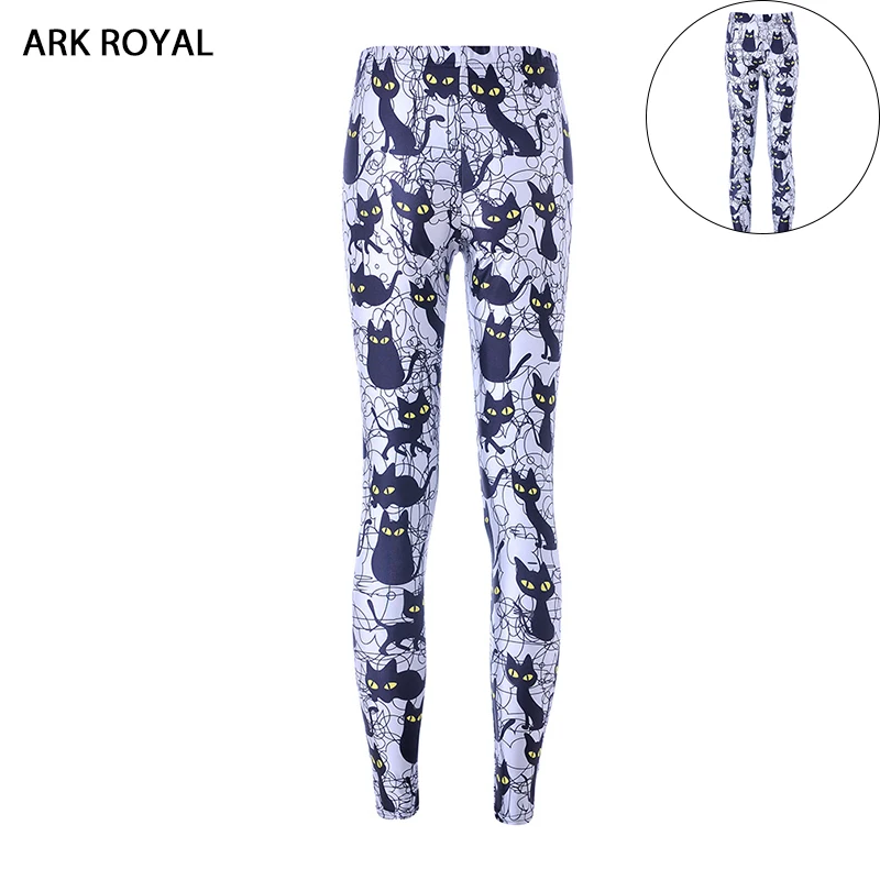 Ark Royal милый кот Печать леггинсы мультфильм Стиль женщины спортивной эластичные