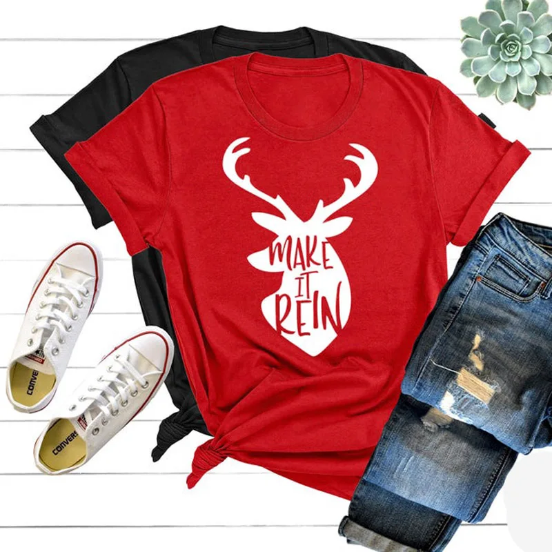 Рождественская футболка ONSEME женская с надписью Make it проводить милый топ кавайные