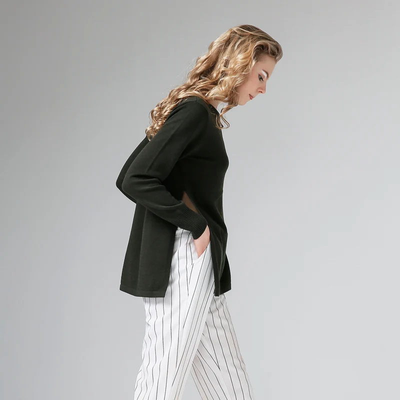 Toyouth вязаный свитер осень 2017 г. Женские повседневные однотонные Цвет О-образным