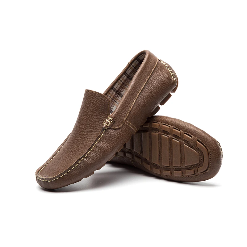 LINGGE New Men Loafers Top Quality Genuine Leather Shoes Driving Loafer Soft Casual Slip On Big Size #556-1 | Обувь