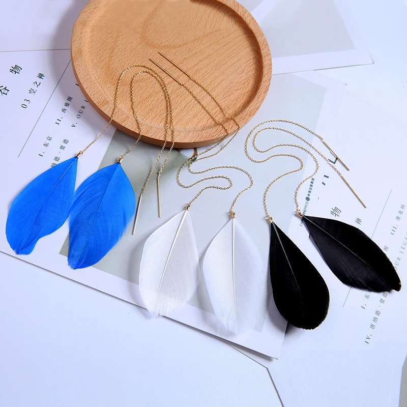 Feather Multicolour Long Earrings Fashion Trend Women Confidante Gift Brincos Bijoux E5261 | Украшения и аксессуары