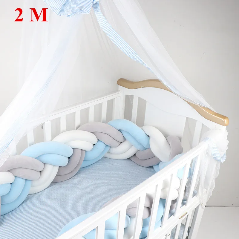 Gray White Blue 2M Одежда для новорожденных для детской кроватки, Tour De France горит Bebe Tresse детская кроватка бампер/бамперы в бампер для детской кроватки тесьмой кровать Nodic узел детской комнаты - Цвет: Gray White Blue 2M