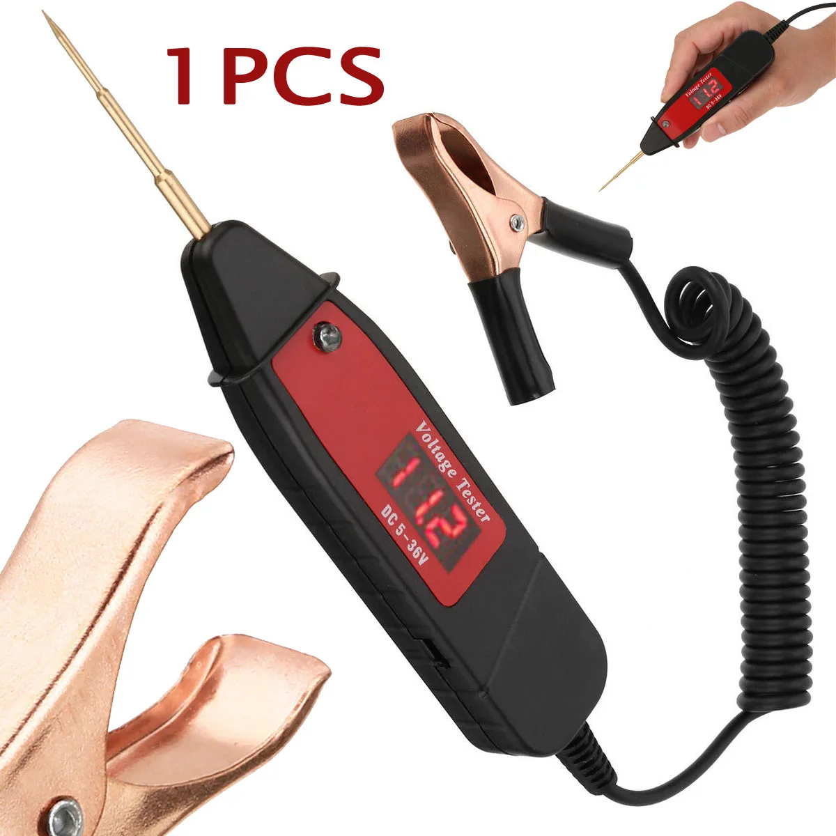 

Electric Test Pen Voltage Portable Car DC 5~36V Tester Digital Practical Universal Replacement Tool Kit