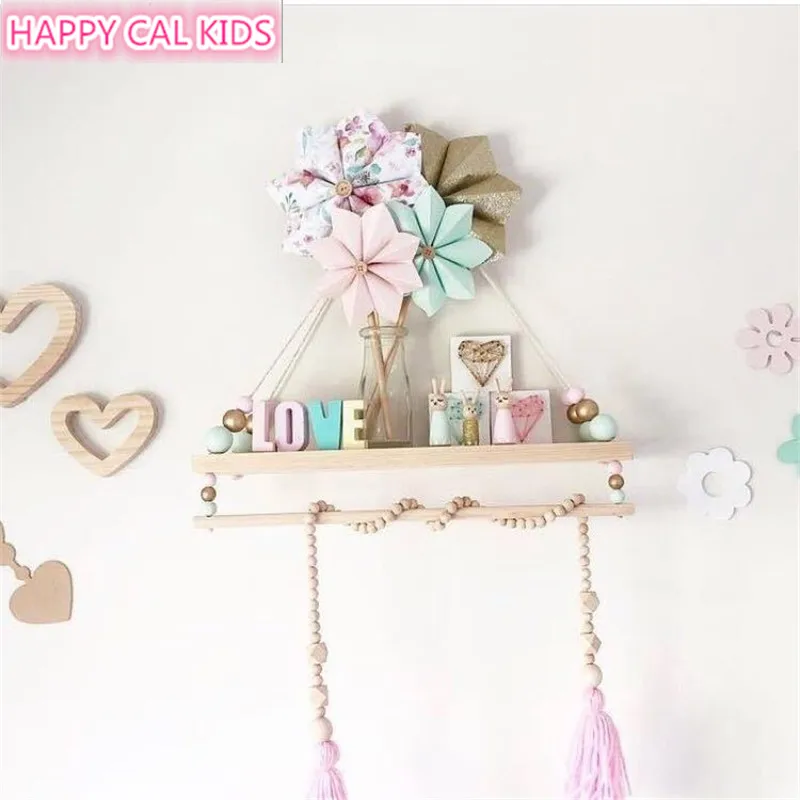 INS природа деревянная полка дети скандинавский стиль двойное пальто вешалка