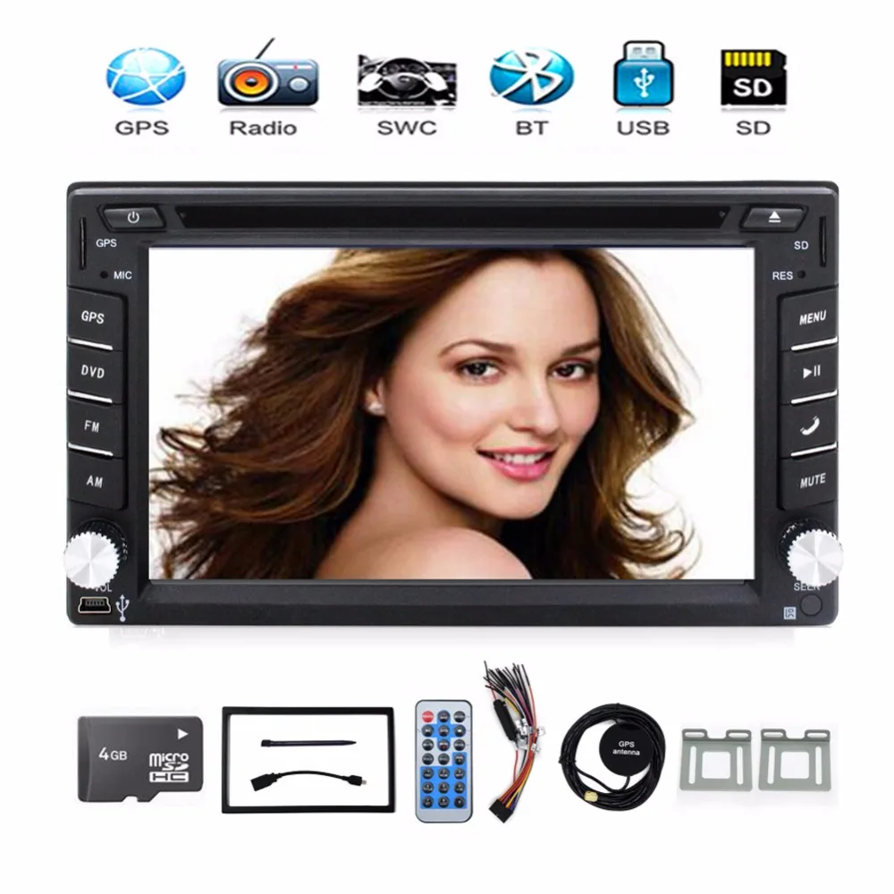 2018 Новый 6 2 &quotСенсорный Экран Авто DVD din плеер gps навигации Карта памяти SD Bluetooth FM