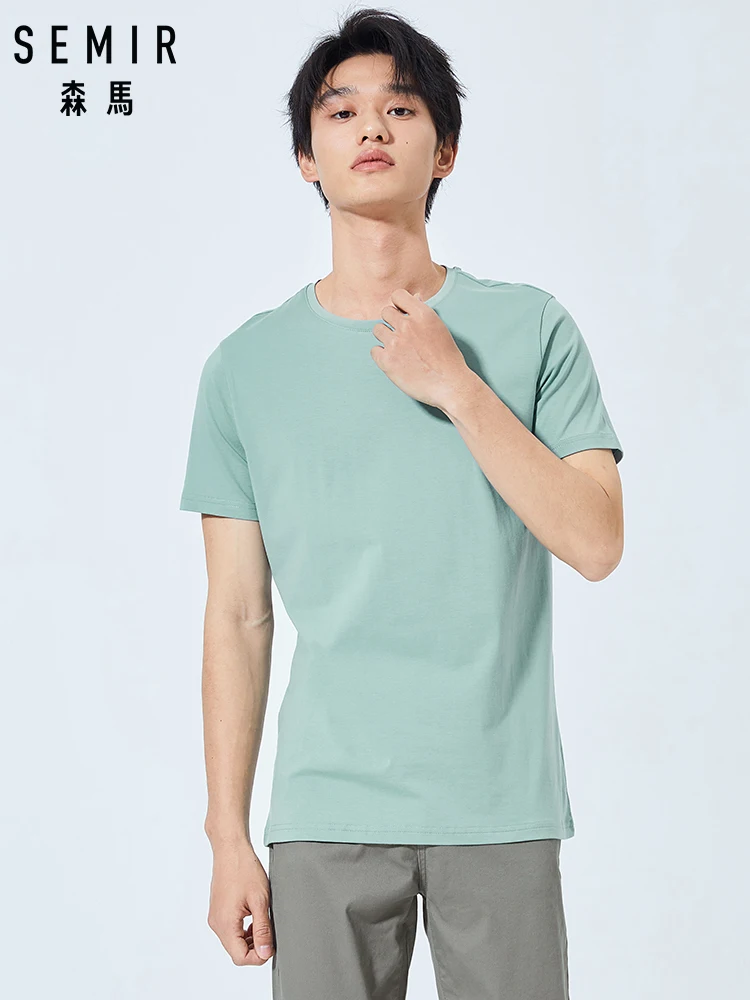 SEMIR Футболка мужская летняя футболка однотонная 100% хлопок Homme 3XL одежда плюс