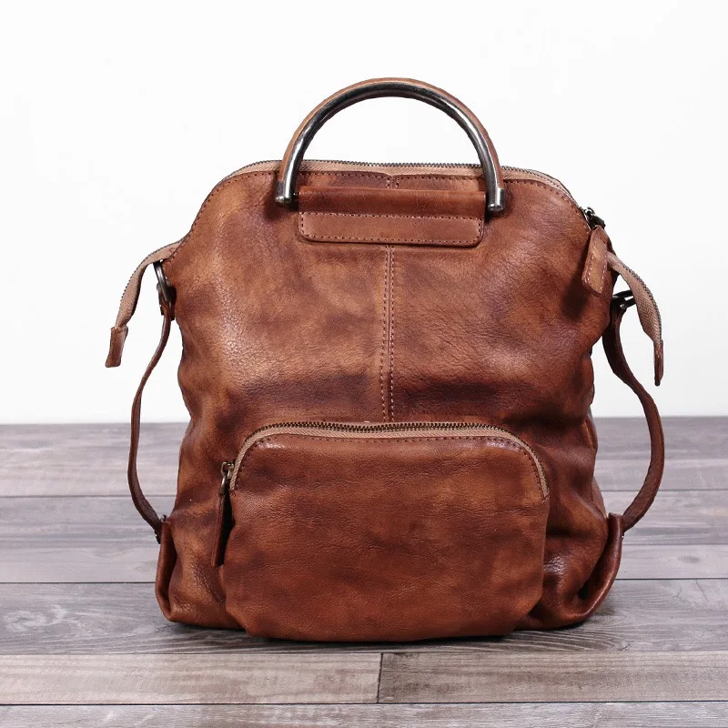 Винтажный дизайнерский 100% из натуральной коровьей кожи рюкзак для девочек с