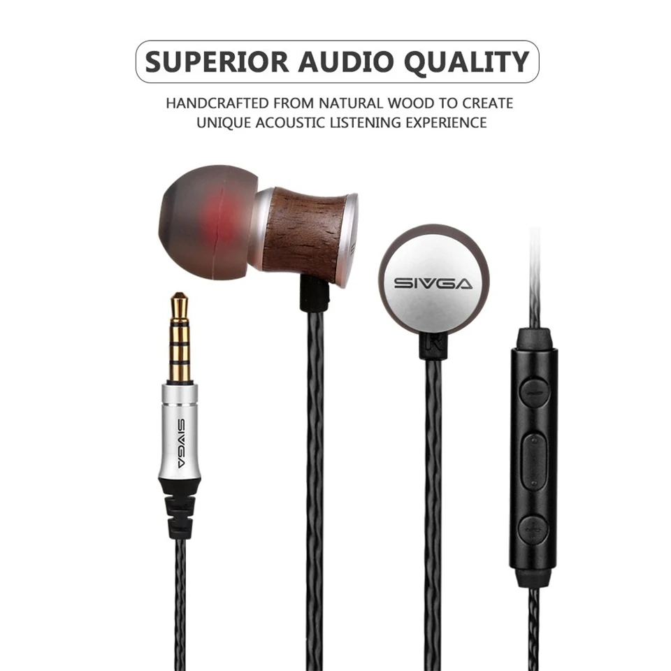 SIVGA M008 деревянный наушник в уши HiFi стерео HIFI проводные наушники вкладыши