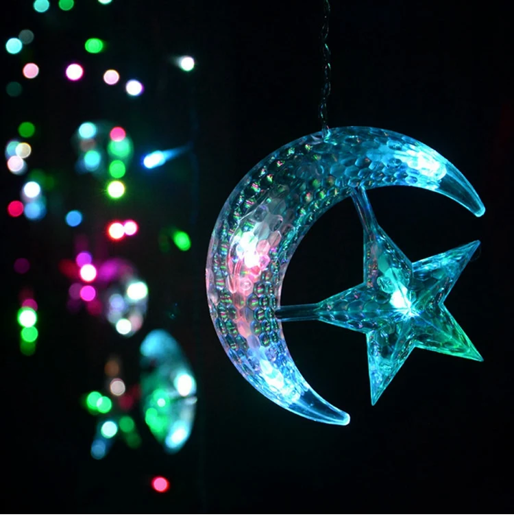 ЕС 220 В Луна Звезда светодиодный свет шнура EID Al Adha DIY вечерние украшения Рамадан креем исламский мусульманский день рождения Поставка Рождество