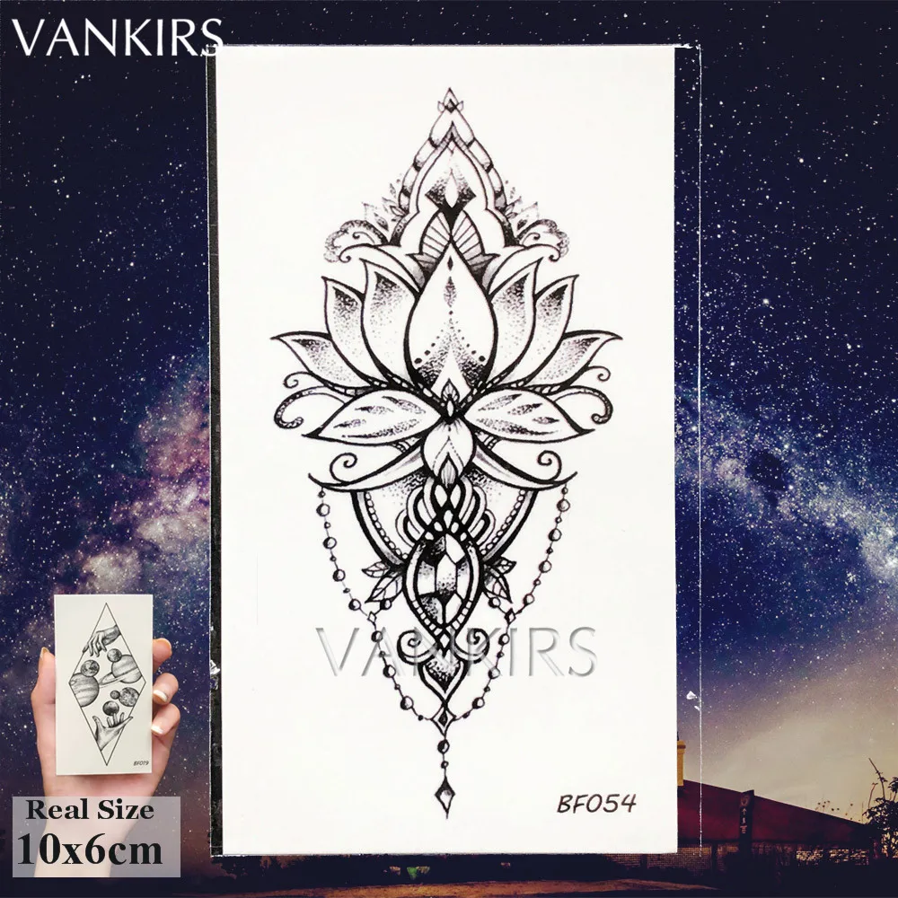 VANKIRS Хна Цветок Племенной тотем временные татуировки наклейки для женщин девушек