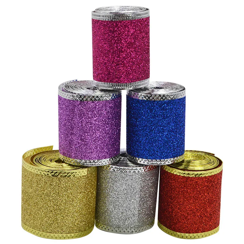 2 м/рулон 5 см Рождественская лента золотой серебряный красный нетканый блеск